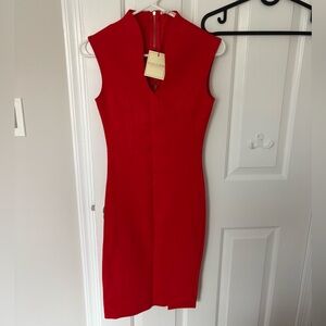 Rolla Coster Red Sheath Midi Dress V-Neck Sleeveless